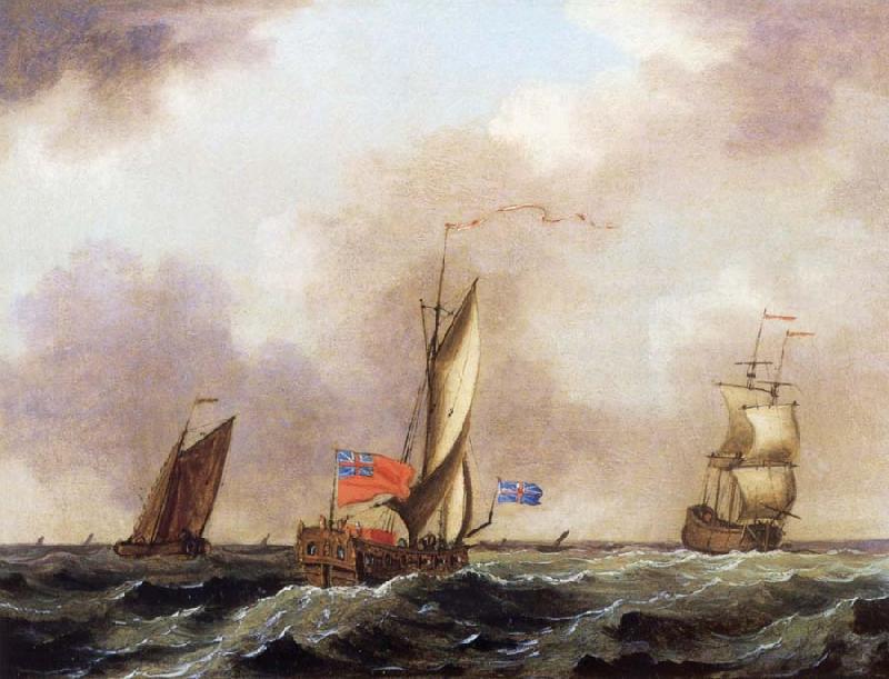 Francis Swaine A royal yacht and a merchantman in choppy seas oil painting image